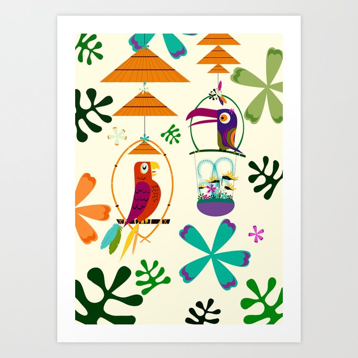 Vintage Modern Tiki Birds Kunstdrucke Vintage Modern Tiki Birds Kunstdrucke