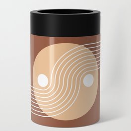 Geometric Lines and Shapes 21 in Terracotta and Beige Can Cooler