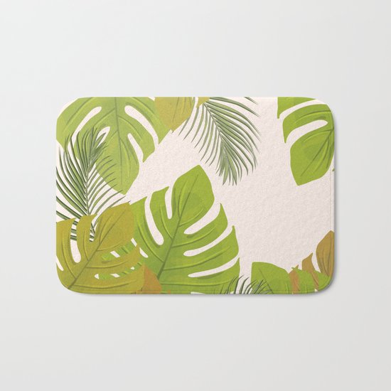 Tropical leaves Bath Mat