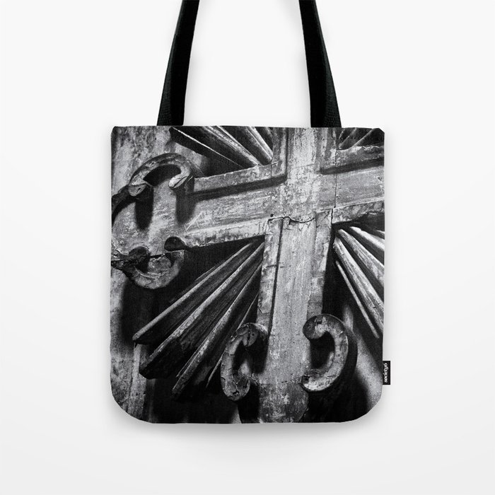 Wooden Church Cross Rome, Italy | Black & White | Street & Travel Photography | Fine Art Photo Print Tote Bag