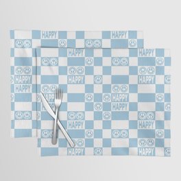 HAPPY Checkerboard (Morning Sky Light Blue Color) Placemat