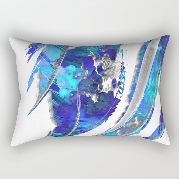 Blue and White Abstract Art - Flowing 2 - Sharon Cummings Rectangular Pillow