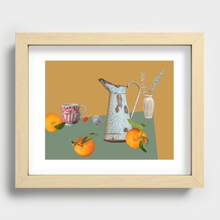 Oranges with pitcher Recessed Framed Print