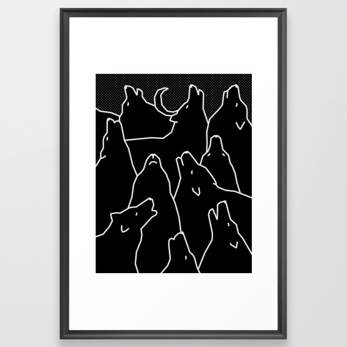 Howling mountains (dark version) Framed Art Print