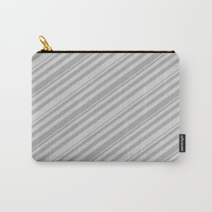 Light Gray and Dark Gray Colored Lines Pattern Carry-All Pouch
