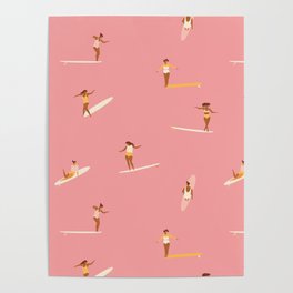 Surf girls in pink Poster