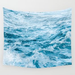 Turquoise Waves Beach Marble Wall Tapestry