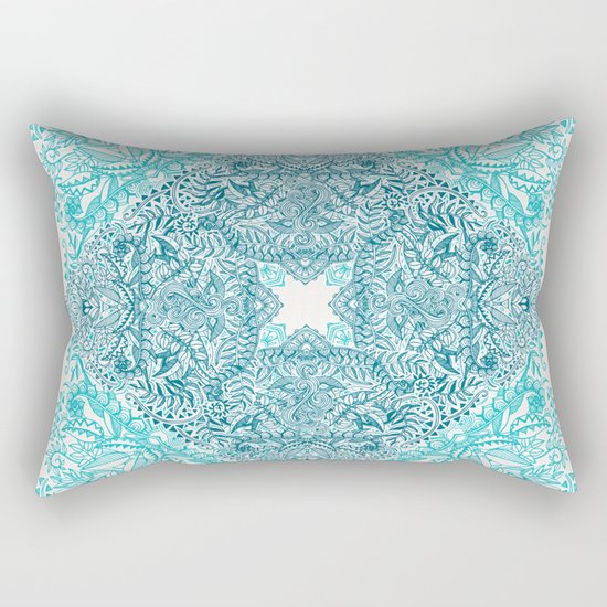 Teal Tangle Square Rectangular Pillow