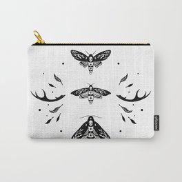 Death Head Moths Night - Black and White Carry-All Pouch