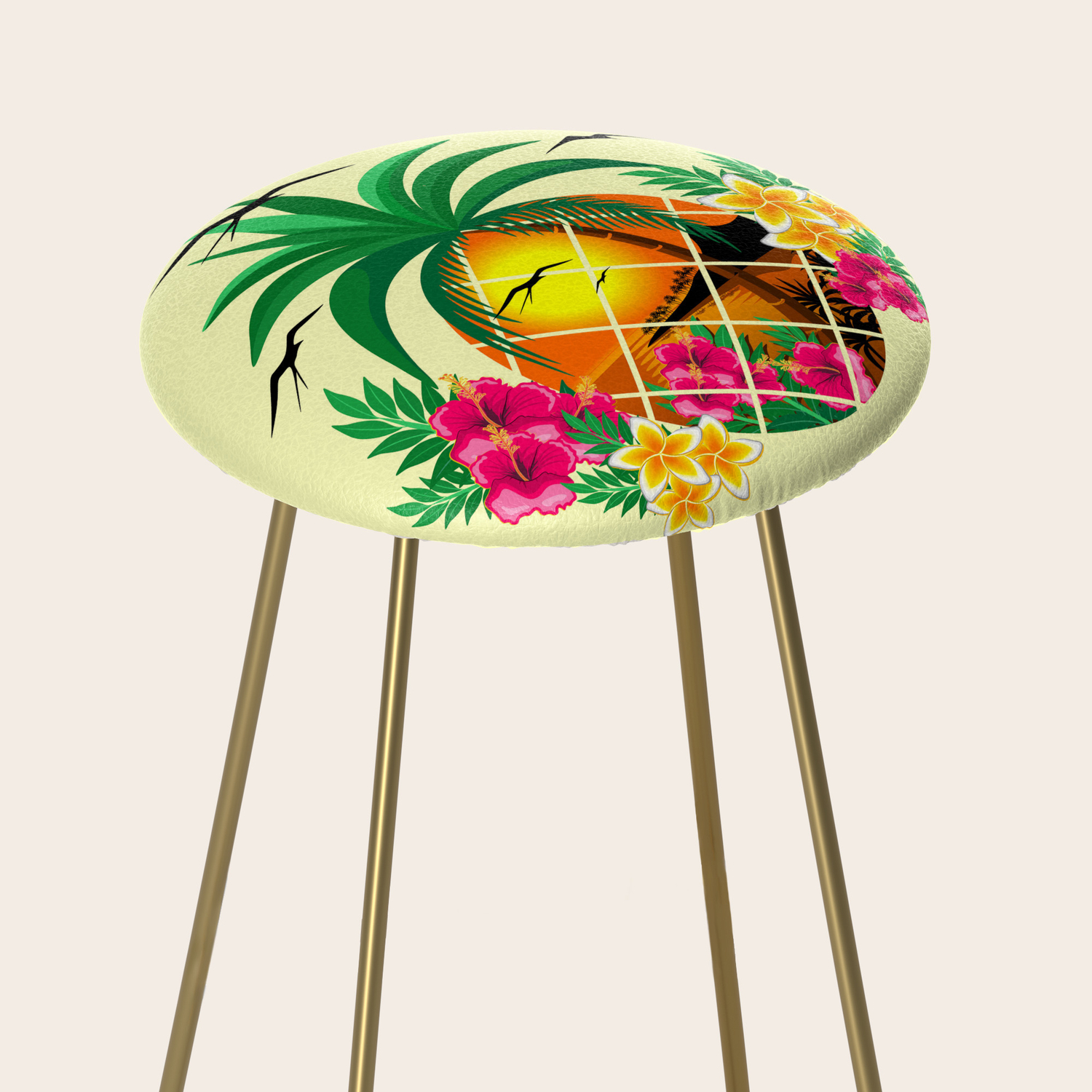 Pineapple Tropical Sunset Palm Tree And Flowers Counter Stool By Pineapple Tropical Sunset Palm Tree And Flowers Counter Stool By Bluedarkatlem Society6