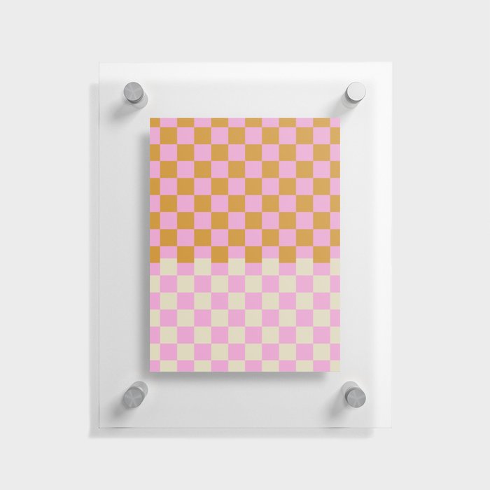 Retro Checkered Gingham in Orange and Pink  Floating Acrylic Print