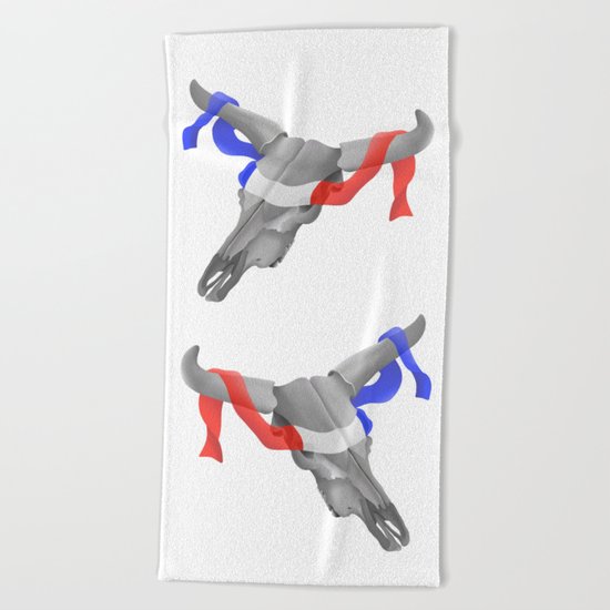 Patriotic Cow Skull Beach Towel