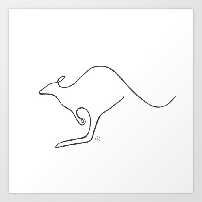 Kangaroo, one line drawing, wildlife animal Art Print by carolinasdelight |  Society6