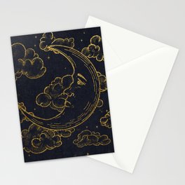 Mystical Crescent Moon in gold and vintage paper Stationery Card