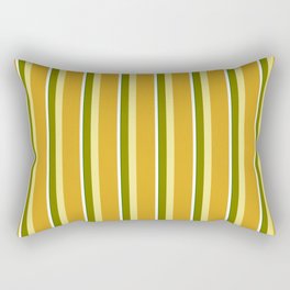 [ Thumbnail: Eye-catching Green, Tan, Goldenrod, White, and Dark Green Colored Lined/Striped Pattern Rectangular Pillow ]
