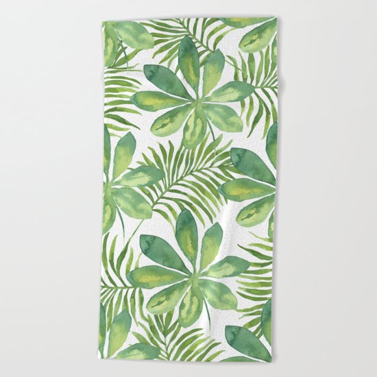 Tropical Branches Pattern 01 Beach Towel