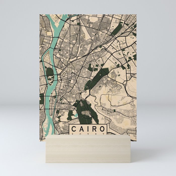 Cairo City Map of Egypt - Vintage Mini Art Print