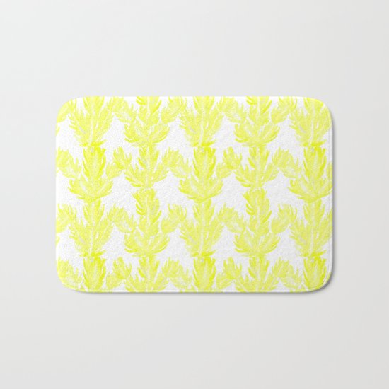 Yellow Succulent Pattern Bath Mat