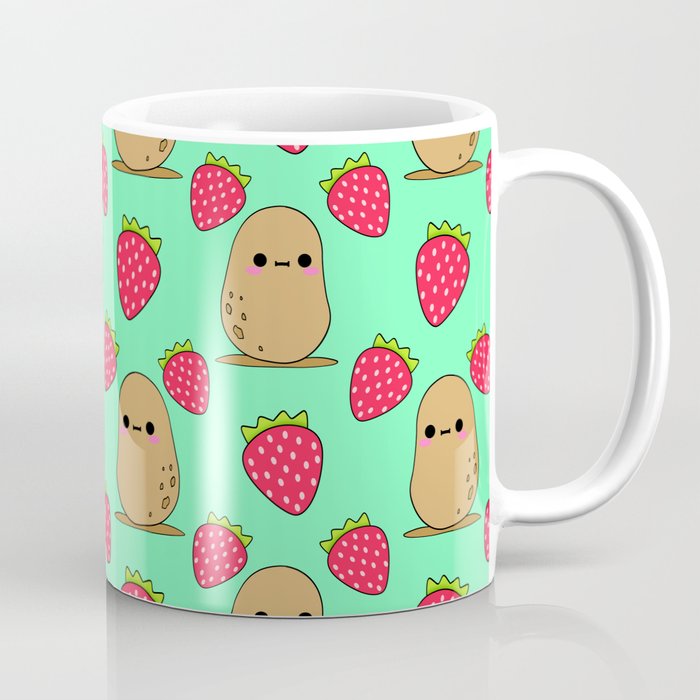 Kawaii Strawberries Latte Mug 12 Oz Ceramic Mug Cute Mug 