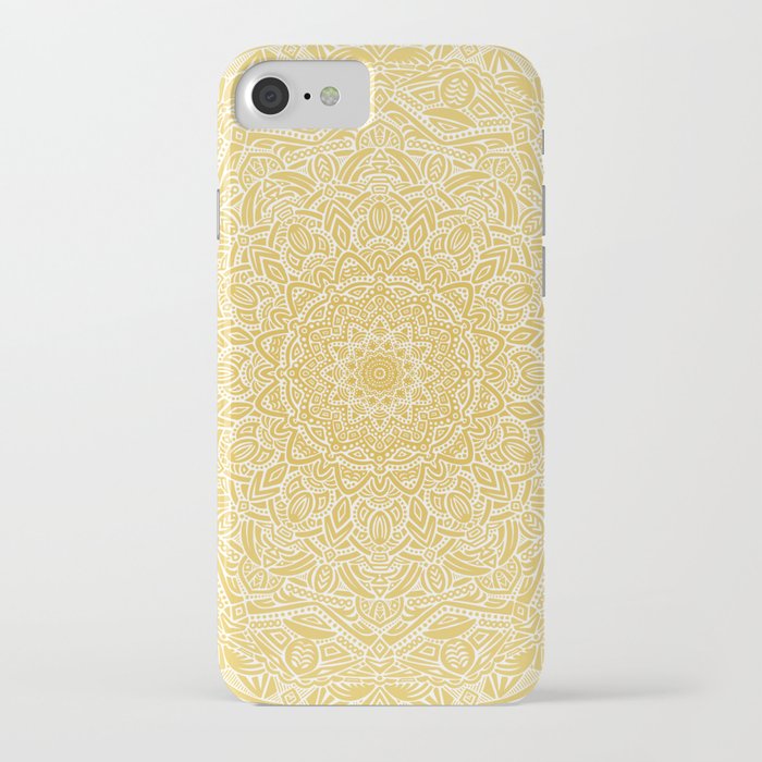 most detailed mandala! yellow golden color intricate detail ethnic mandalas zentangle maze pattern iphone case