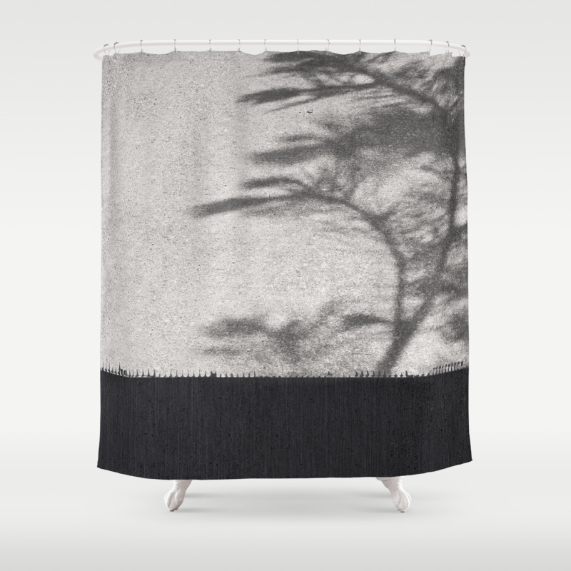 Grey Tree Branch Shadows And Texture, Grey Textured Shower Curtain