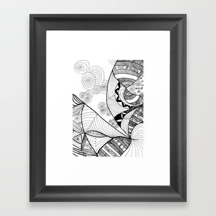 Vision Framed Art Print | Drawing, Ink-pen, Pattern, Geometric, Doodle, Abstract, Black-and-white