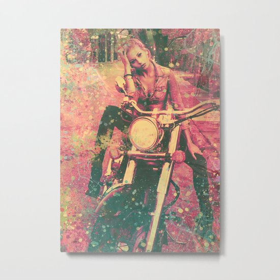 MotorcycleGirl Metal Print