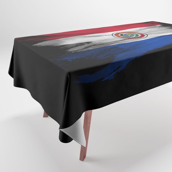 Paraguay flag brush stroke, national flag Tablecloth