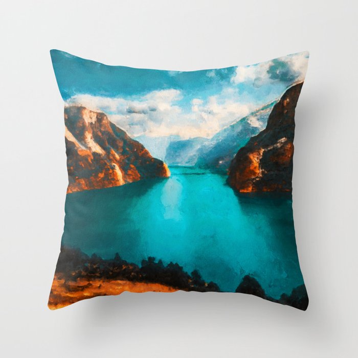 A day at the lake Throw Pillow
