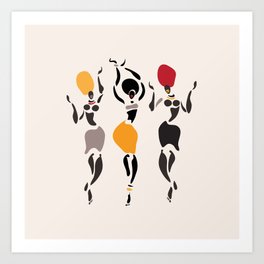 Abstract African dancers silhouette. Figures of african women. Art Print