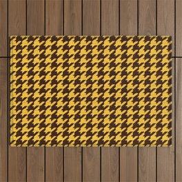 Yellow Brown Houndstooth Pattern on Woven Velvet Cloth in Modern Country Style Outdoor Rug
