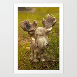 Moose Statue with Butterfly Art Print