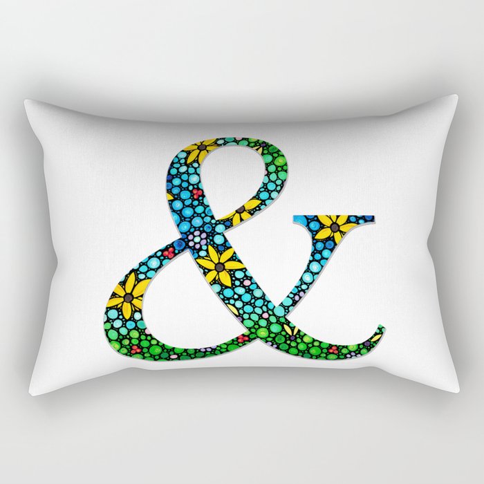 Ampersand Art - Whimsical Floral Flower Punctuation Sign Rectangular Pillow