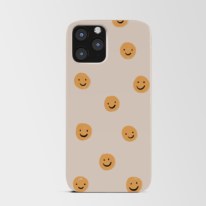 Yellow Smiley Face Pattern iPhone Card Case