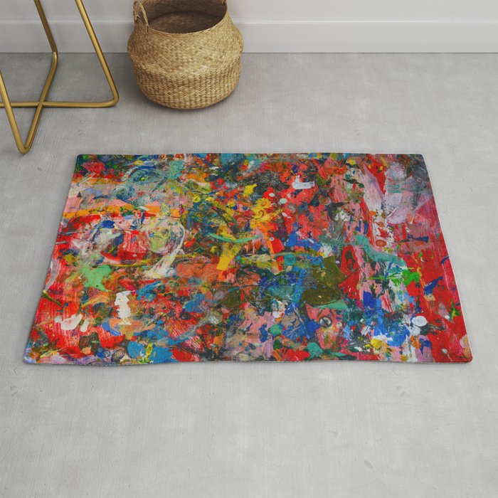 Red, hot, and blue African American musical jazz New Orleans abstract painting Rug