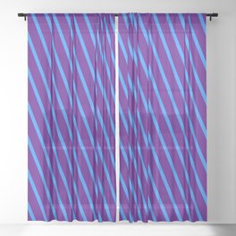 [ Thumbnail: Indigo and Blue Colored Lines/Stripes Pattern Sheer Curtain ]