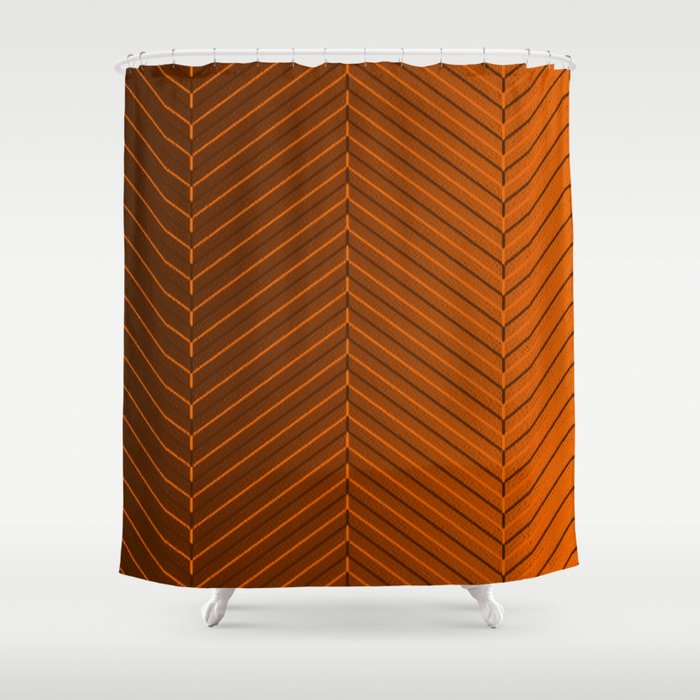 Gradient orange copper gradient zig zag Shower Curtain