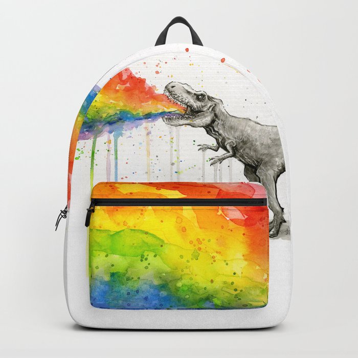 T-Rex Dinosaur Vomits Rainbow Backpack