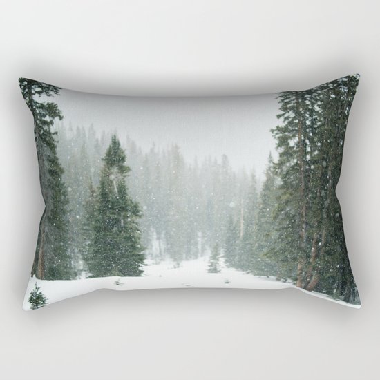 Snow Covered Forest Rectangular Pillow