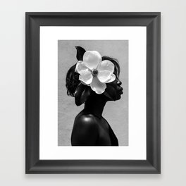Magnolia Gerahmter Kunstdruck | Botanical, Black And White, Female, Curated, Portrait, Africanamerican, Digital, Photo, Blackart, Flower 