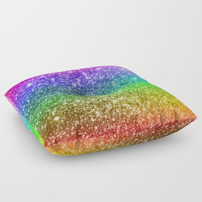 Rainbow Glitter Floor Pillow