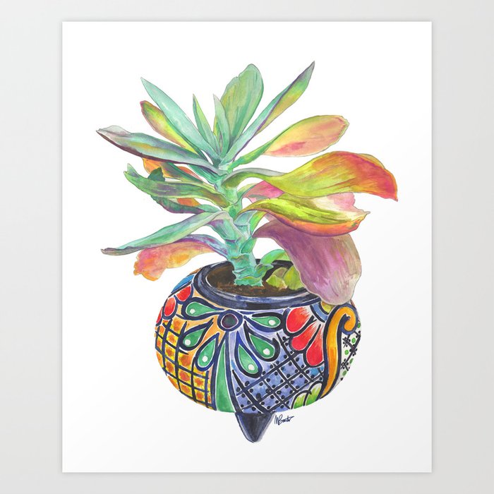 Flapjack Paddle Plant in Talavera Painting Art Print