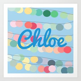 Chloe Blue Bunting Art Print | Pattern, Children, Typography 