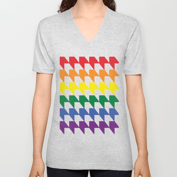 Gay Pride Modern Houndstooth V Neck T Shirt