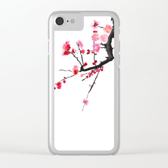 red plum flower Clear iPhone Case