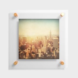 Vintage image of New York City Manhattan skyline at sunset.  Floating Acrylic Print
