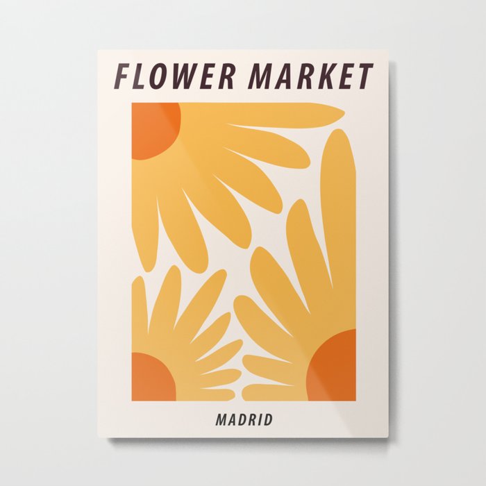 Flower market print, Madrid, Posters aesthetic, Sunflowers, Cottagecore decor, Floral art Metal Print