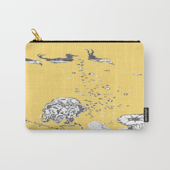 Two Tailed Duck and Jellyfish Pale Yellow Mellow Carry-All Pouch
