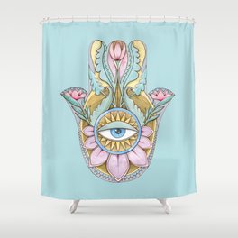 Hamsa On Turquoise Shower Curtain