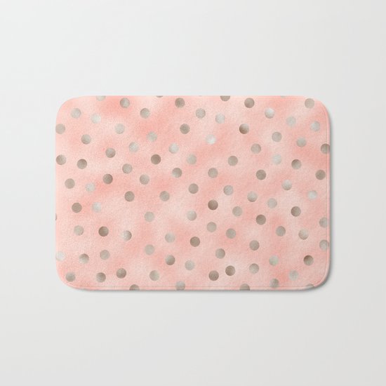 Rosy silver polka dots Bath Mat